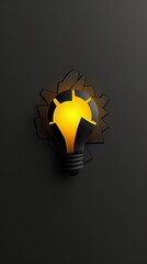 Aufkleber - The illuminated lightbulb radiates a warm glow against a sleek background, representing innovative ideas and inspiration in a contemporary style