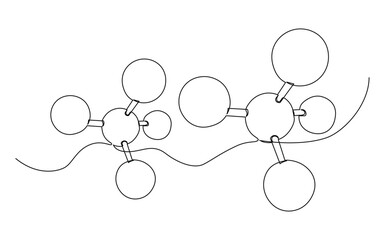 Models of molecules in simple outline illustration. Continuous line drawing of Models of molecules. Travel and adventure concept. science and health concept.
