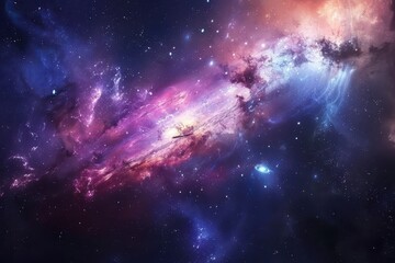 Wall Mural - Colorful Glowing Nebula and Stars in Deep Space