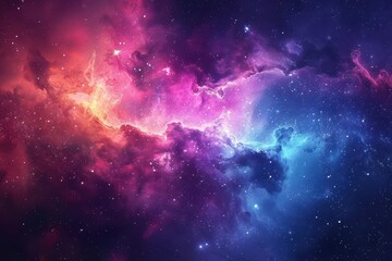 Wall Mural - Colorful and vibrant space nebula with bright shining stars