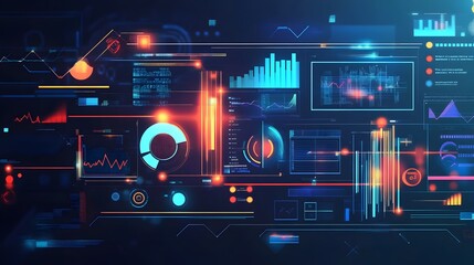 Poster - Dynamic digital marketing analytics and reporting concept with charts graphs and data visualization displayed on a modern screen or device  Illustrating data driven decision making