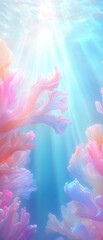 Canvas Print - a beautiful underwater scene with pink and orange coral