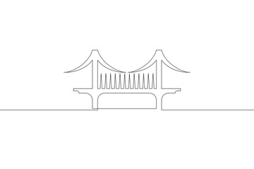 Wall Mural - Continuous one line drawing bridge logo. Architecture. Bridge over the river.One continuous line isolated minimal illustration.