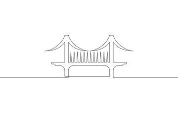 Wall Mural - Continuous one line drawing bridge logo. Architecture. Bridge over the river.One continuous line isolated minimal illustration.