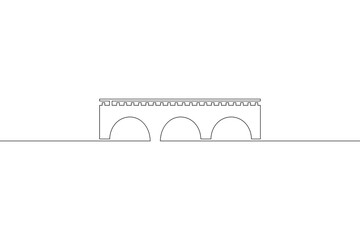 Poster - Continuous one line drawing bridge logo. Architecture. Bridge over the river.One continuous line isolated minimal illustration.