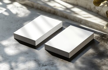 Canvas Print - Two Blank White Paper Mockup on a Marble Surface