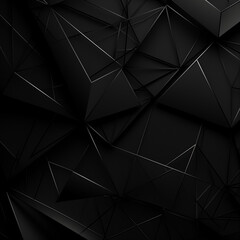 Wall Mural - Black low poly background, triangular 3D polygonal abstract background