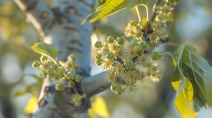 Wall Mural - In the spring platanus occidentalis the sycamore plant