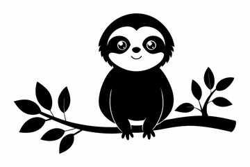 Wall Mural - sloth vector silhouette, Sloth sleeping on a tree branch, sloth sleeping, t-shirt design, vector Illustration