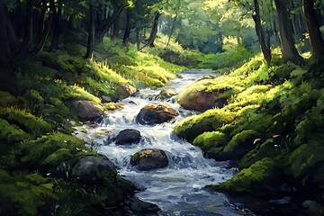 Wall Mural - stream in the forest