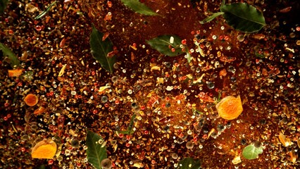 Poster - Freeze motion of exploding spice into the air.