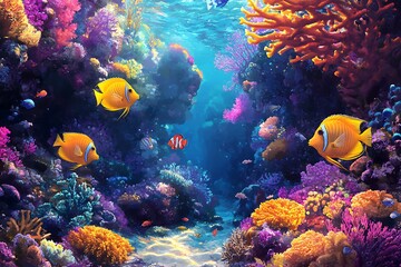 Poster - coral reef in the red