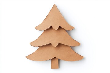 Wall Mural - Recycled wood Christmas tree ornament, minimalist and eco-friendly holiday decor, natural and sustainable design, perfect for green celebrations, white background, selective focus

