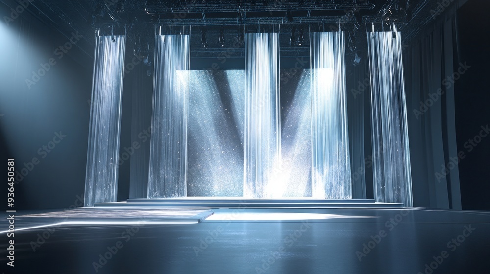 A stunning stage setup with ethereal light beams creates an captivating ...