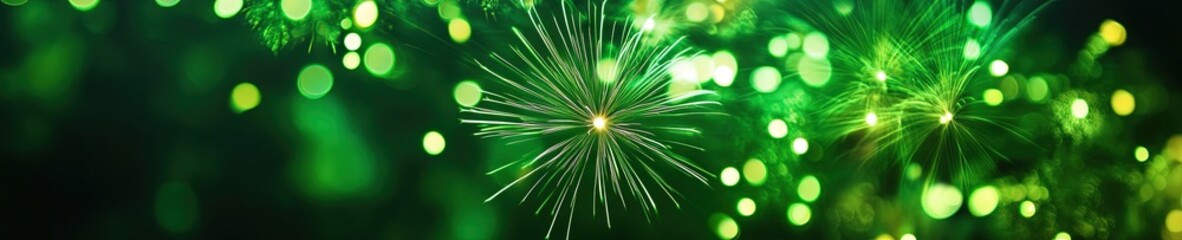 green fireworks abstract banner concept