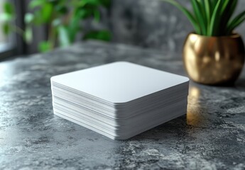 Sticker - Stack of White Square Cards Mockup