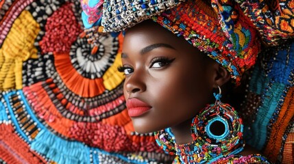 Vibrant cultural fusion fashion in portrait bold patterns intricate textiles diverse ethnic backgrounds blend to create striking visual harmony rich cultural heritage