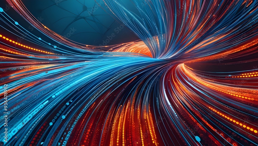 Technology and AI Data Flow, Abstract Stream Illustration, Big Data and ...