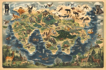 Poster - ancient map of the world