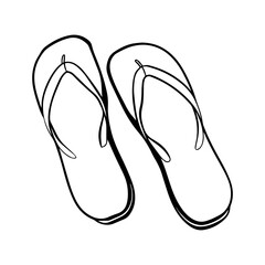 Flip flops line art vector illustration