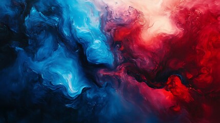 Wall Mural - Abstract Swirling Blue and Red Paint