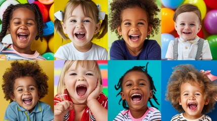 delighted children with radiant smiles joyfully engaging in funfilled moments within colorful and vi