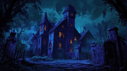 A creepy, dark house with a creepy atmosphere