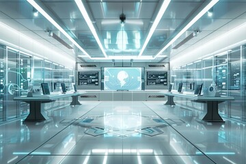 Futuristic Police Station with Advanced Technology for Film, Poster Design, and Digital Media