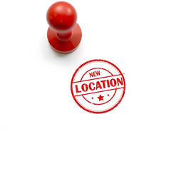 New Location stamp red rubber stamp on white background. Generative AI