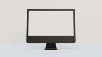 Wall Mural - Blank screen mock up on white background. Black colored lcd monitor isolated on white background. LCD monitor screen for computer isolated on white background. Black colored monitor mock up.