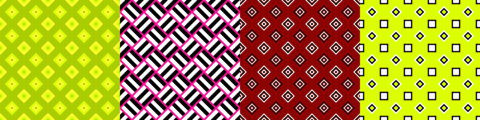 Poster - Seamless geometric threetone pattern set
