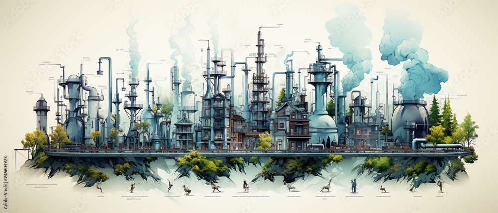 Detailed infographic illustrating process of distillation where complex ...