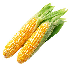 Fresh Sweet Corn, Summer Harvest, Green Husks, Juicy Yellow Kernels, Farm Produce, Vegetable Closeup, Two Ears of Corn, Organic Food