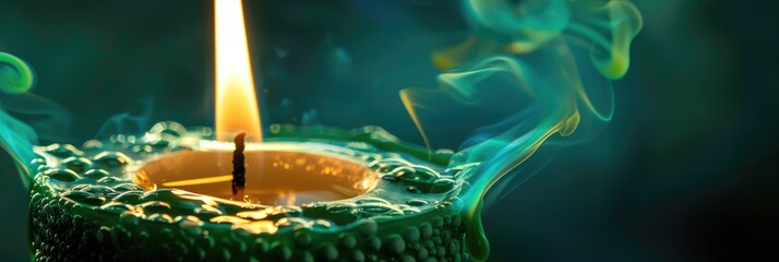 Poster - Green wax candle providing illumination