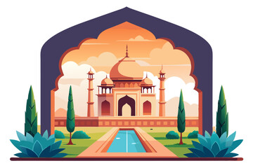 illustrate an octagonal mughal garden frame with geometric patterns and floral designs,