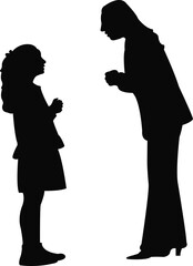 Poster - woman and girl, body silhouette vector