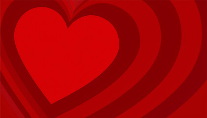 Poster - A vibrant red heart design with layered arcs creating depth, perfect for expressing love and affection during celebrations or events
