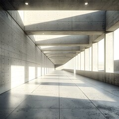 Poster - Modern Architecture Concrete Corridor Interior Design