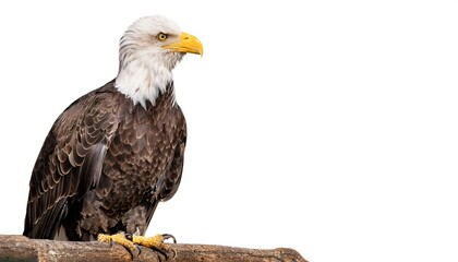 Wall Mural - american bald eagle - Haliaeetus leucocephalus - is a bird of prey found in North America, mottled feather colors, isolated cutout on white background