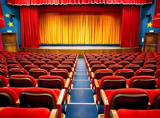 Canvas Print - Empty Theater Seats Facing the Stage