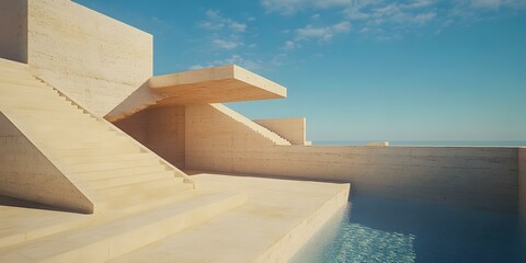 Wall Mural - Minimalist Architecture with Pool and Sky