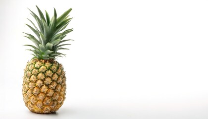 Wall Mural - pineapple - Ananas comosus - is a tropical plant with an edible juicy yellow fruit indigenous to South America. eaten raw, or topping on pizza. Isolated on white background with copy space