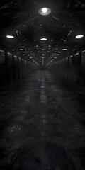 Wall Mural - Dark Empty Tunnel With Lights