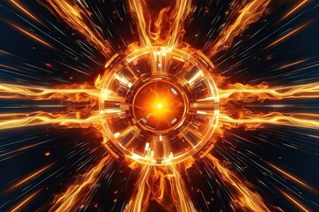 Poster - Dynamic Fiery Technology Background with Modern Energy Patterns and Abstract Graphics
