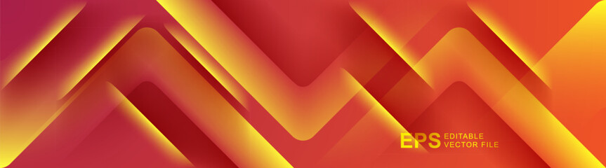 Poster - Bright orange geometric lines pattern. Modern yellow design abstract background