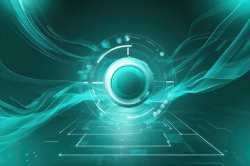 Poster - Teal Abstract Technology Background with Digital Glow and Flow Effects