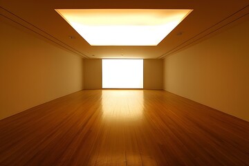 Poster - Empty Room with Wooden Floor and Bright Light