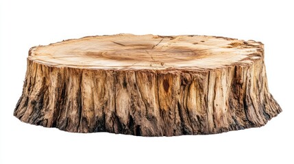 Poster - A Weathered Tree Stump Isolated on a White Background