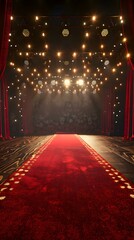 Poster - Red Carpet Stage with Lights and Curtains