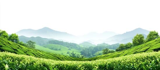 Lush Green Tea Plantation in Rolling Hills